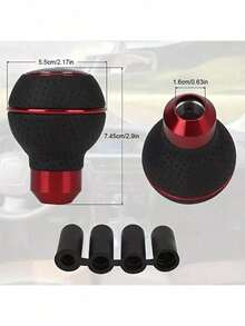 1pc Universal Leather 5-Speed Shift Knob, Racing Aluminum Manual Transmission Gear Shift Lever, Car Accessories - A - View 8