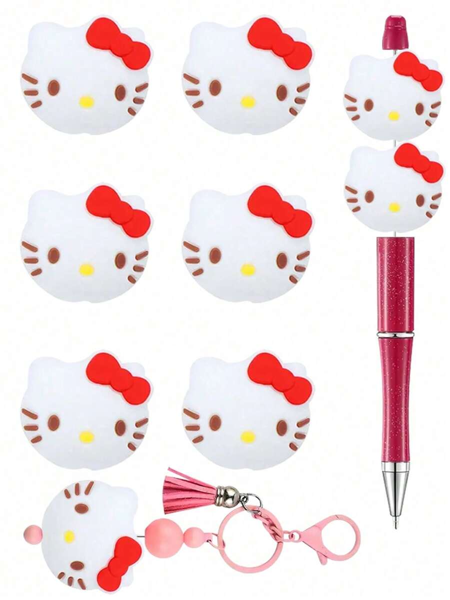 SANRIO 3/6 Stück Silikonperlen zum Schmuckbasteln, DIY Anhänger für Stifte, Schlüsselanhänger, Armbänder, süße Perlenanhänger für Anhänger und Partydekoration - Anhänger Perlenaccessoires - Übersicht 1