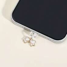 1 pièce Élégant bouchon anti-poussière rose et blanc en forme de nœud/Convient pour Lightning (5-14)/Type-C/Style sœur à la mode/Cadeau d'anniversaire créatif/Pendentif de téléphone - Multicolore - Voir 11