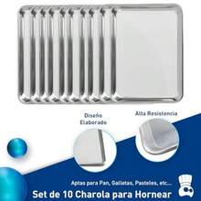 Bluelander Set de 10 Charolas para Hornear 3 * 60 * 40 cm Charolas para Hornear Galletas Charola para Pizza Charolas de Aluminio Bandeja Antiadherente Aptas para Pan Galletas y Pasteles 10 - Pago - Ver 2
