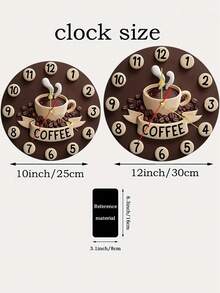 10-12 Inch Wooden Wall Clock, 2D Coffee Cup Shaped Silent Wooden Wall Clock, Fashionable Kitchen Decor, Ideal For Coffee Lovers, Battery Operated (Batteries Not Included) - Multicolor - View 4