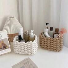 1 chiếc giỏ đựng đồ thủ công bằng dây cotton, hộp đựng đồ trang điểm để bàn bằng vải, giỏ đựng đồ lặt vặt, giỏ đựng đồ chơi, giỏ đựng đồ dùng cho em bé. - Nhiều màu - Xem 3