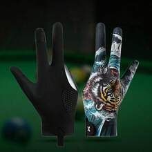 1pc Spring/Summer New Left Hand Billiard Glove, Three-Finger Snooker Glove, Left Hand Smooth Breathable Compression Touchscreen, Elastic, Non-Slip Palms, Unique Animal Design - Multicolor - View 1
