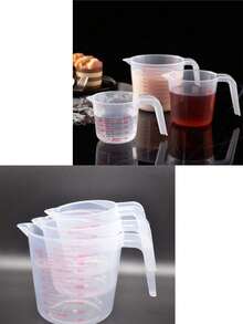 3pcs Plastic Baking Measuring Cups With PVC Scale, Capacity 8.45oz, 16.91oz And 33.81oz, Transparent High Precision Multi-Function Measuring Cups, Kitchen Tools - Multicolor - View 6