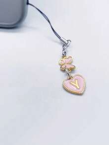 1条粉色爱心字母手机挂绳，字母A-Z，蝴蝶图案手机挂饰，DIY饰品礼物，送给朋友、女朋友和生日的完美礼物 - 彩色 - 查看 30