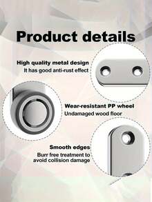 Heavy Duty Quiet Sliding Door Wheel Set, Includes 4 Rollers And 8 Screws, Metal Structure With Directional Wheels, Suitable For Bed Frame Storage Cabinet, Storage Box, Sliding Track, Sliding Door Hardware - Multicolor - View 7