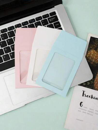 5/10pcs Cute Korean Style Candy Color Photo Card Envelopes With Display Window - Sweet Illustration, Self-Sealing Card Sleeves To Protect Photos, Gift