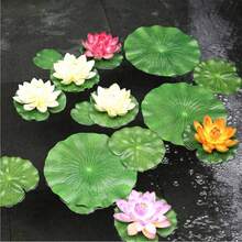10pcs Artificial Floating Foam Lotus Leaf Decor, Suitable For Pond, Aquarium And Stage, Lifelike Green Plant, Fake Lotus Flower For Fish Tank, Aquatic Lily Micro Landscape, 10cm, Suitable For Birthday, Graduation, Mother's Day, Indoor Decor, Tabletop Decor, Wedding Decor, Spring Decor, Bathroom Decor, Women's Gift, Housewarming, Outdoor Artificial Flower - White - View 6