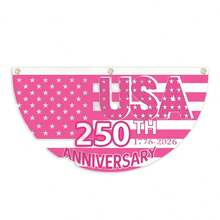 250th Anniversary Bunting 4th Of July Hanging Bunting Flags Outdoor Fan Flag Banner For Home Party Yard Garden Decor - 粉紅色 - 查看 8