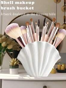 1pc Gold European Style Makeup Brush Holder, Desk Organizer, Vase Shaped, High-End Makeup Brush Storage Rack, Gift For Girlfriend - Multicolor - View 2