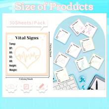 18pcs/540sheets Vital Signs Sticky Notes - Self-Adhesive Medical Record Stickers, Containing Heart Rate, Blood Pressure, Blood Oxygen Saturation, Temperature, Height And Weight Information - Vital Signs - View 3