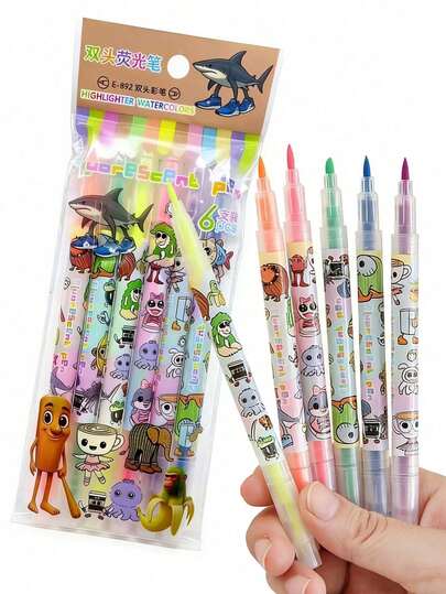 Brainrot Tung Tung Tung Sahur 双头荧光笔 - 完美适用于涂色、划线、高亮和记笔记，返校必备