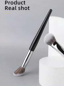 1支 #47 专业粉底刷，歌舞伎刷头，适用于粉底、修容、阴影，女士面部底妆，美妆工具，女士挚爱单品，节日派对礼物 - 黑色 - 查看 7