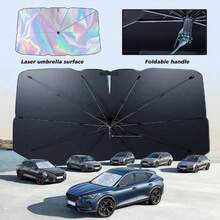 Universal Car Windshield Sunshade, Front Windshield Sun Visor, Sun Protection, Sun Visor, Sun Shade Curtain, Interior Sun Visor, Suitable For Small Cars - A - View 1