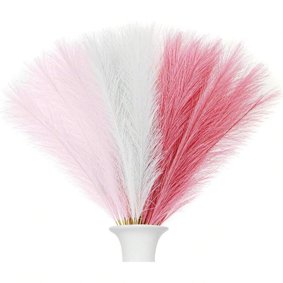 27pcs Artificial Pampas Grass, 21.6 Inch Fake Gerbera Daisy Flowers, Suitable For Home, Wedding, Bohemian, Valentine's Day, St. Patrick's Day, Independence Day, Halloween, Autumn, Christmas Party Decor, Light Pink & White - Blush Pink White - View 1