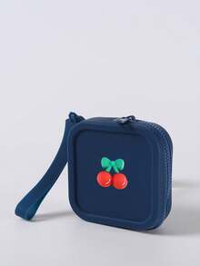 迷你硅胶化妆包，樱桃装饰，多功能小方包腕包，耳机手机数据线收纳袋，可装项链、戒指、钥匙、耳机、数据线、卡片等，适合通勤上班、出差、郊游、度假、母亲节礼物、结婚礼物等。 - 彩色 - 查看 10