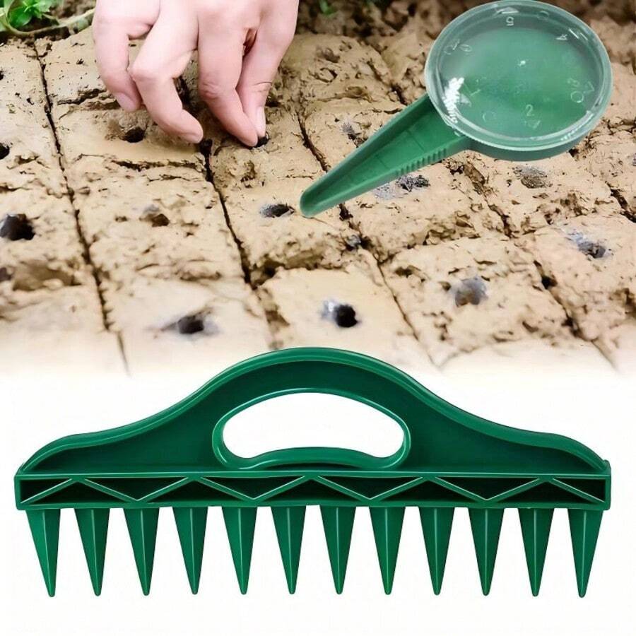 Dụng cụ gieo hạt cầm tay 12 lỗ - Giúp gieo hạt và trồng cây con chính xác theo hàng và trong khay ươm | Dụng cụ trồng cây bền chắc, thiết kế tiện dụng cho rau, hoa và thảo mộc.