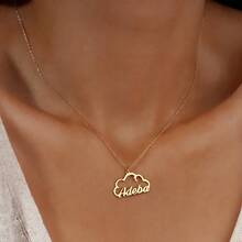 Cloud Shaped Custom Name Pendent Necklace For Women Girls Personized Stainless Steel Necklaces Nameplete Charm Minimalist Customized Jewelry Daily Party Wear Birthday Gifts - Multicolor - View 4