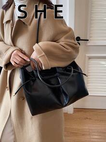 2026新款复古多功能大容量单肩包，优雅通勤手提包，女士款 - 黑色 - 查看 4