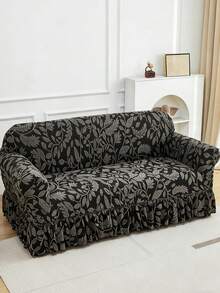 1pc Floral Pattern Jacquard Elastic Sofa Cover, Dust-Proof And Dirt-Resistant, Stretch Full Coverage Sofa Protector, Home Decor, Machine Washable, Pillow Cover Not Included - Grey - View 10