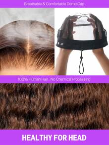 MEGALOOK Glueless 13x6 Three-Go™ Lace Front Wigs Human Hair Water Wave Natural Curly Wave #4 Chocolate Brown Glueless Wig Breathable Cap Adjustable Straps Pre Plucked Natural Hairline For Daily Wear Party Cosplay Dating Wedding Use - S4 - View 10