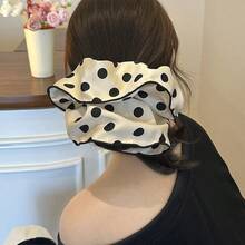 French Minimalist Striped Double-Sided Scrunchie, Extra Large Double-Layer Chiffon Elastic Hair Tie, Suitable For Women's Daily Ponytail - Multicolor - View 3