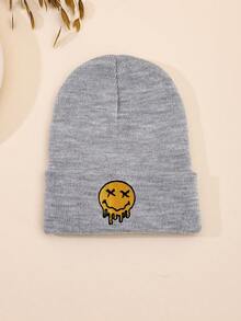 1pc European And American Men And Women Popular Melting Smiling Face Embroidered Knitted Hat, Pullover Warm Wool Hat - Knitted Face - View 7