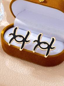 1 Pair Fashionable Elegant Asymmetrical Minimalist Stud Earrings, Suitable For Daily Wear - Multicolor - View 3