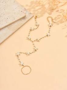 1 pieza Anillo de dedo del pie con cadena de acero inoxidable con forma de estrella de mar, adecuado para uso diario y vacaciones en la playa, joyería de estilo oceánico para los pies. La longitud de la cadena y el número de estrellas de mar/cuentas se pueden personalizar. - Multicolor - Ver 3