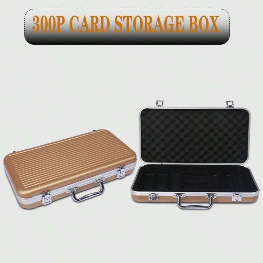 300pcs Luxury Gold Striped Card Carrying Case, Holds Cards Up To 4cm Diameter X 0.3cm Thick, 50 Cards Per Row, Portable & Great Gift - Gold - View 1