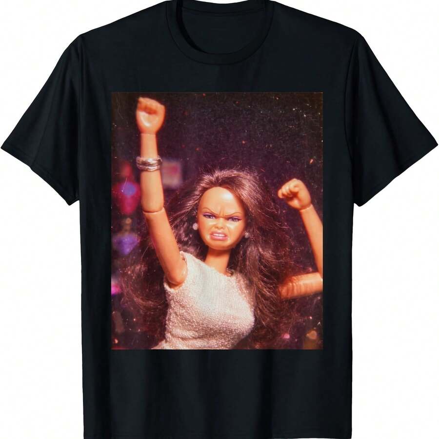 Funny Doll GirlD Party Meme Graphic Tee T-Shirt - màu đen - Xem 1