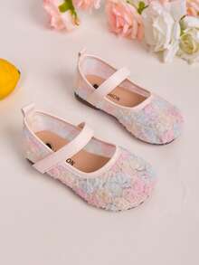 1双女童刺绣网纱芭蕾平底鞋，母女同款，时尚休闲鞋，可爱公主风，柔软轻便圆头，魔术贴设计，适合2-14岁女孩，适合派对、节日、假期穿着（请仔细阅读产品详情） - 彩色 - 查看 4