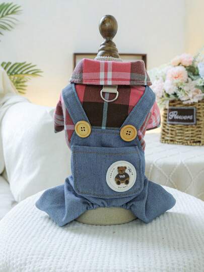 1件宠物衣服狗狗背带裤小型犬服装 - 可爱背带裤