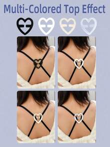 1/4pcs Heart-Shaped Bra Clips, Invisible Anti-Slip Bra Strap Buckles, Body Care Accessories Suitable For Travel, Sports, Outdoor, Waist - Multicolor - View 3