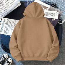 Women's Kangaroo Style Fleece Sweatshirt With Brazil Champion Print, Comfortable Cotton With Pocket, Warm, World Cup Style - 卡其色 - 查看 2