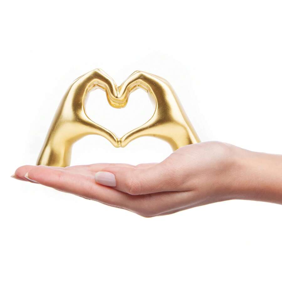 Small Heart-Shaped Hand Sculpture Decor, Suitable For Living Room, Bedroom, Bookshelf, Coffee Table And Office Display, Heart-Shaped Finger Statue Modern Aesthetic Home Decor, Wedding, Christmas, Birthday Unique Gift, Home Decor, Bathroom Decor, Kitchen Decor, Bedroom Decor, Indoor/Outdoor Decor - 1PC - View 1