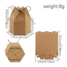 100 piezas (50 cajas + 50 cuerdas) Cajas de papel kraft vintage con forma de yurta, para empaquetar caramelos, galletas, regalos pequeños, adecuadas para fiestas, bodas, Día de la Madre, tamaño mini - Ver 3