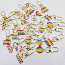 12/24个彩虹爱心钥匙扣，彩色条纹波西米亚风锌合金休闲简约钥匙扣，时尚可爱女士配饰，实用又美观，适合作为情人节礼物 - 彩色 - 查看 3