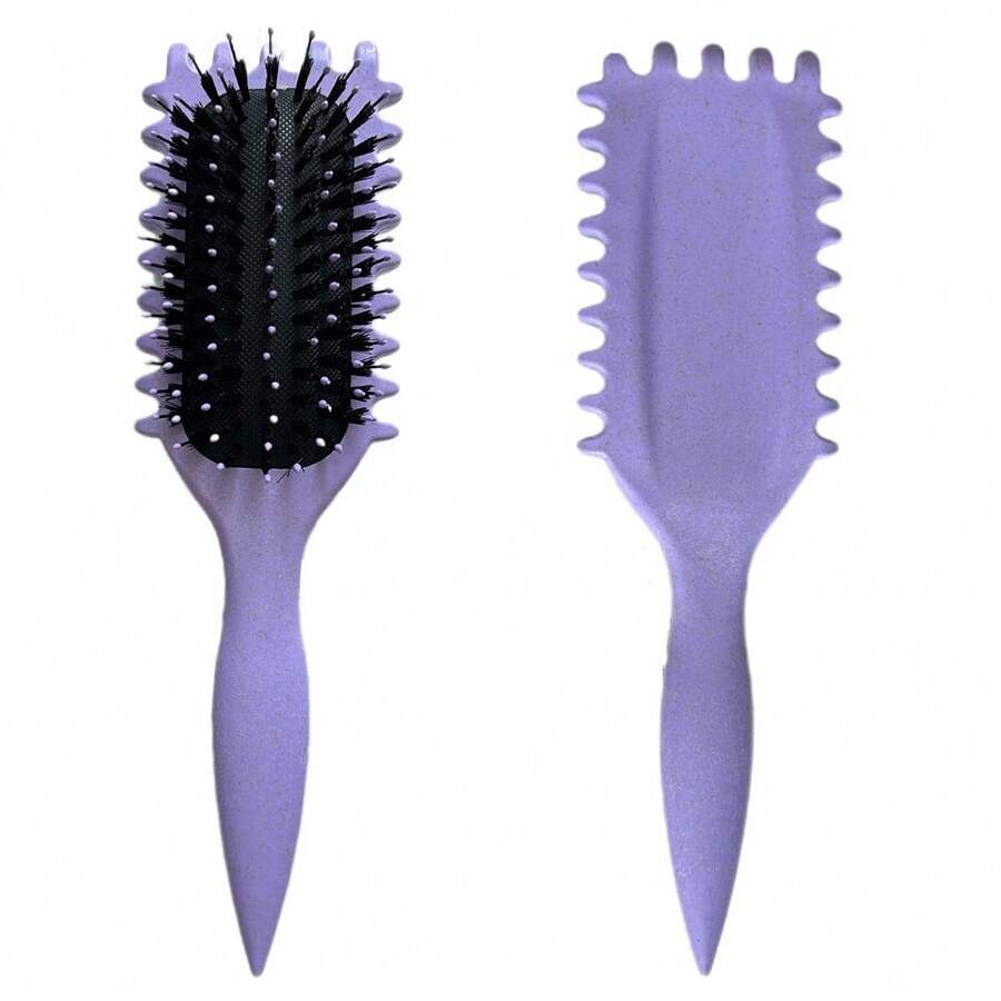 1pc Detangling Curl Defining Brush Anti-Pulling Curly Hair Brush Bristle Styling Tool For Hair Shaping And Defining - 1pc-purple - View 1