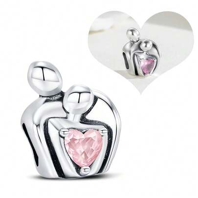 1pc Creative Hugging Heart Beaded Pendant, Romantic & Elegant, Suitable For Handmade Bracelets, DIY Jewelry Making, Couples, Ideal For Daily Wear And Dates, Great Gift For Women On Valentine's Day, Birthday, Party, Anniversary, Mother's Day