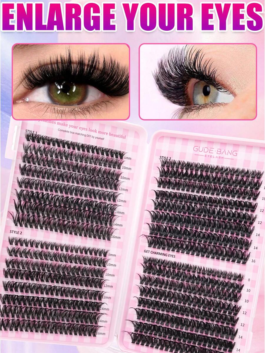 640 Clusters High Capacity 50D+80D D Curl 10-18mm DIY Lashes, Natural Thick & Long Super Soft, Reusable False Eyelashes, Easy To Use At Home - D - View 1