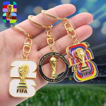 FIFA 1 PC 2026 World Cup Creative Keychain, Exquisite Paint & Enamel Craft, High-Definition UV Printing Pattern, Sturdy Metal Material, Wear-Resistant And Durable, Three-Dimensional Shape, Compact And Portable, Exquisite Pendant, Fan Souvenir Collection, Event Peripherals, Activity Gift, Present For Boys, Girls, Friends, Classmates, Holiday And Birthday Practical Small Gift