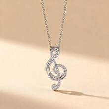 1 pieza Collar con colgante de nota musical de acero inoxidable, diseño elegante y de lujo versátil para primavera/verano, regalo de joyería - collar de nota musical - Ver 3