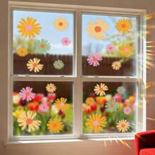 1pc Removable Static Cling Window Film With Floral Plant Pattern, Suitable For Living Room Bedroom Home Decor - Multicolor - View 5