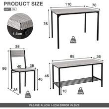 Dining Table And Chairs Set 4, Breakfast Dining Table And 4 Chairs 5 Piece Dining Room Set - Grey - View 8
