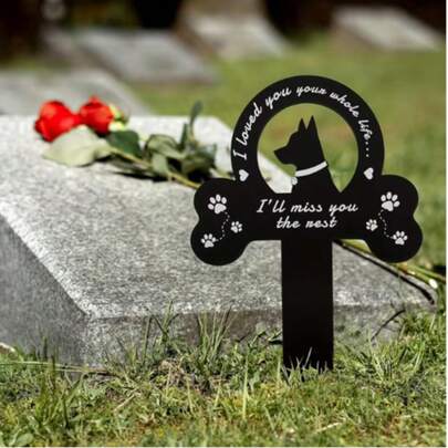 1pc Dog Memorial Gravestone Decoration, Acrylic Grave Plaque, Sympathy Garden Stake, Grave Decoration