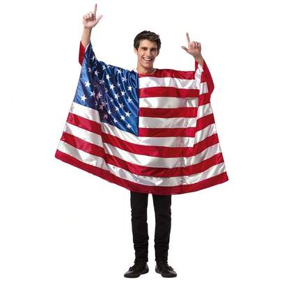 Adult Men's Independence Day Flag Print COS Costume, July 4th Holiday Party Stage Performance Costume, Carnival Parade Party Role-Playing Performance Costume