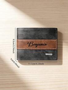 1pc Customized Genuine Leather Men's Wallet, Father's Day Gift, Personalized Leather Wallet, Engraved Wallet, Anniversary Gift, Customized Wallet & Card Holder - The Perfect Gift For Valentine's Day Or Father's Day, Durable And Customizable. - Multicolor - View 6