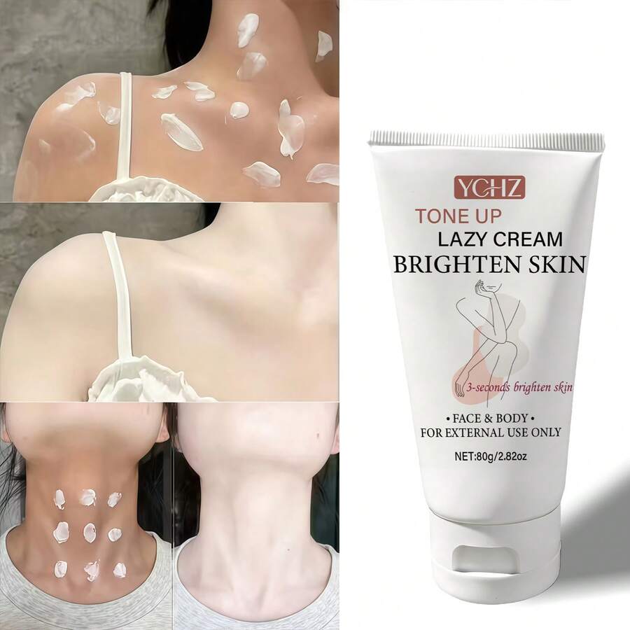 80克柔滑妆前乳，蕴含烟酰胺、果酸、维生素E，提亮肤色，均匀肤色，适用于面部、颈部、腋下、膝盖等身体部位，温和提亮，男女通用 - 80g - 查看 1