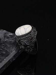 1pc Fashion White Stone High Quality Jewelry 316 Stainless Steel Ring Jewelry White Stone Classic White Stone Rings For Men - White - View 6
